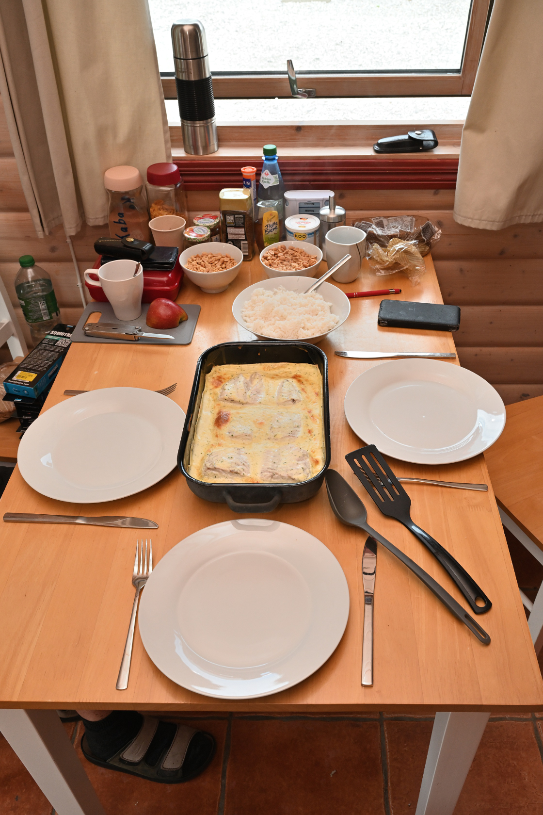 Seelachs mit Sahnesoße und Reis